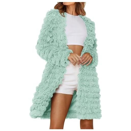 Generico del completo donna elegante giacche finte invernali da donna 2023 capispalla con cappotto lungo a pelo lungo del giorno