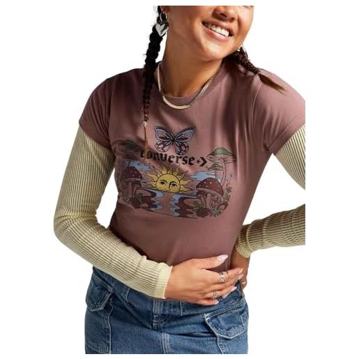 CONVERSE maglietta donna nature marrone, marrone, l