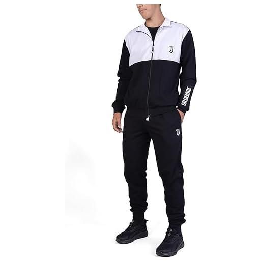 hermet juventus, tuta da casa, tuta homewear in cotone garzato, per bambini e ragazzi, con scritta juventus lato cuore, nero, 16 anni