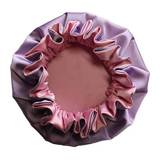 AKISS cuffia per capelli in raso di seta per neonati e neonati, per dormire, per bambini, taffy + lavanda, 12-36 months