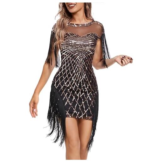 Vhersily vestiti 20 anni donna con paillettes e frange in rilievo 1920s abito vestito gatsby charleston da donna paillettes, anni '20, frange, flapper