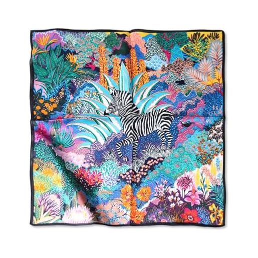 LumiSyne sciarpe di seta donna piccolo foulard quadrata stampa cartoon colorata motivo geometrico fiore leggera raso sciarpa per testa fazzoletto da collo bandane copricapo fascia per capelli 53×53cm