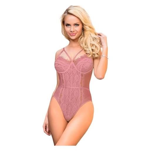 Oh Yeah Lover rosa con aros y encaje body ferretto e pizzo s-m, donna
