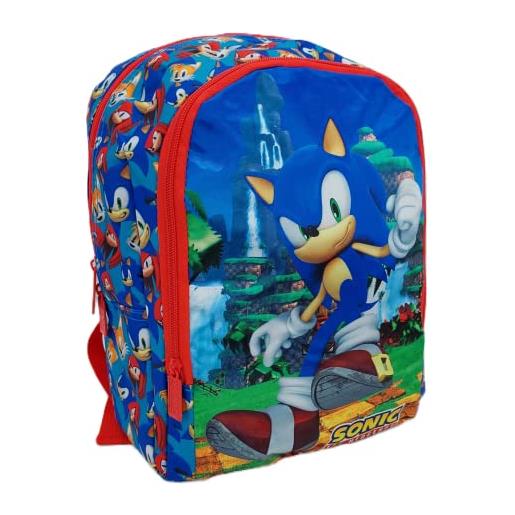 Sonic The Hedgehog zaino per ragazzi, scuola e viaggio - design adattabile a zaino con ruote - regalo per bambino e adolescenti | 31 x 24 x 9 cm