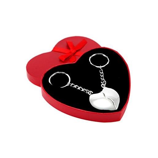 Brillibrum - portachiavi con cuore spezzato, placcato argento, confezione regalo, argento, anhänger mit gravur bis 10 zeichen