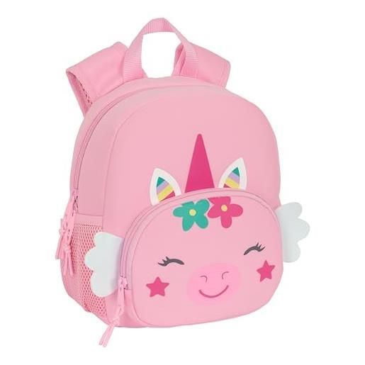 safta unicornio - zaino in neoprene per bambini, ideale per bambini di diverse età, comodo e versatile, 20 x 9 x 25 cm, colore rosa chiaro, rosa chiaro, estándar, casual