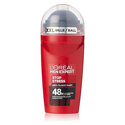 L'Oreal Paris l'oréal men expert stop stress anti-traspirante 48h sfera 50 ml, roll on, fresca