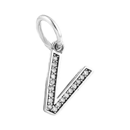 LES FOLIES DI PAOLA GRIECO charm lettera v iniziale nome ciondolo pendente in argento 925 - les folies per pandora
