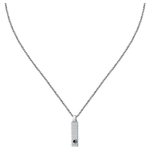 Morellato collana uomo in acciaio, cristallo nero, collezione urban - sabh29