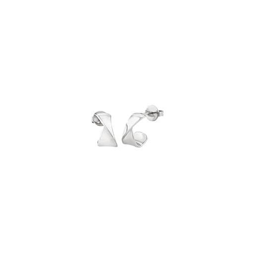 Breil, collezione retwist, mini orecchini donna hoop in acciaio lucido, con forma fluida e sinuosa, pratica chiusura a farfalla, idee regalo donna, 13 mm, colore silver