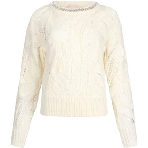 Liu Jo maglia donna traforata con gemme bianco s, m