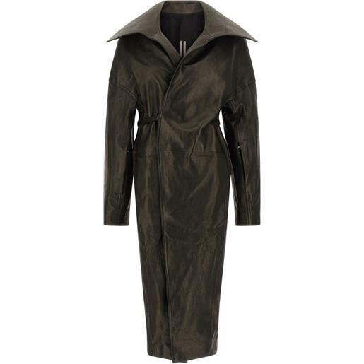 Rick Owens cappotto di pelle con cintura - nero