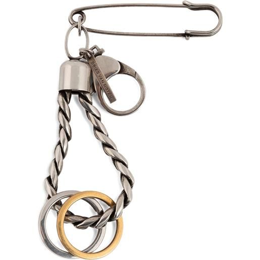 DRIES VAN NOTEN portachiavi con spilla - argento