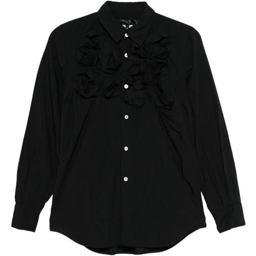 Comme Des Garçons camicia semi trasparente con applicazione a fiori - nero