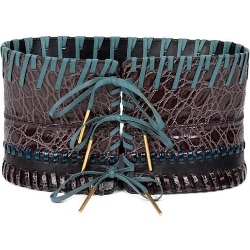 DRIES VAN NOTEN cintura stile corsetto con punto festone - marrone