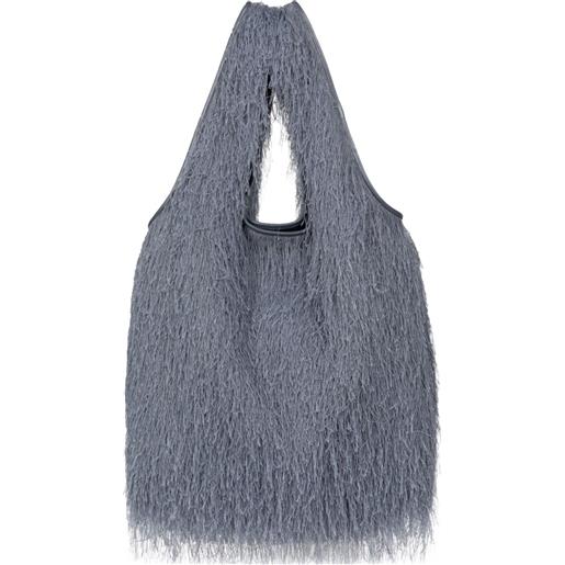 DRIES VAN NOTEN borsa tote con frange - grigio