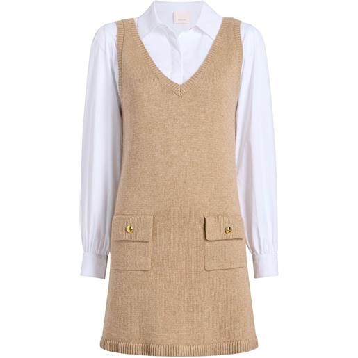 Cinq A Sept abito corto vivianne con scollo a v - toni neutri