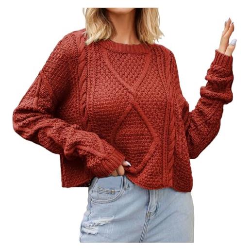 Generic maglione pullover ampio lavorato a maglia oversize da donna maglieria ad ago grosso di grandi dimensioni maglieria ragno