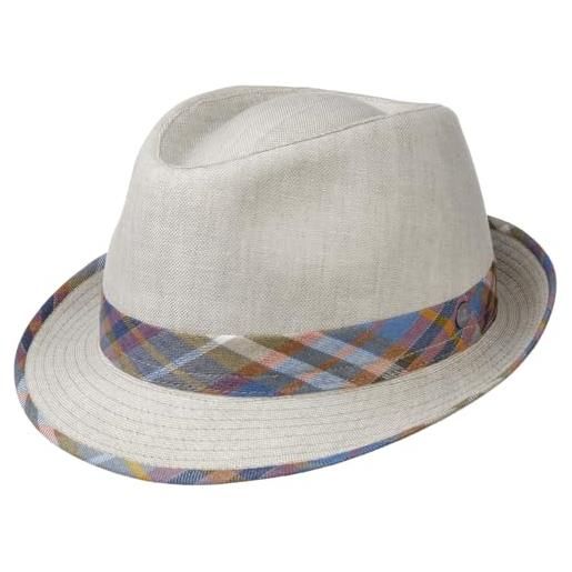 LIERYS carsten cappello trilby fedora lino a quadri fascia tessuto made in italy unisex primavera estate