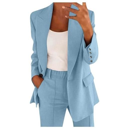 Richymfa tailleur pantalone da donna 2 pezzi taglie forti estivo completo slim fit ufficio tuta tinta unita tailleur e giacche da donna da cerimonia autunno invernale