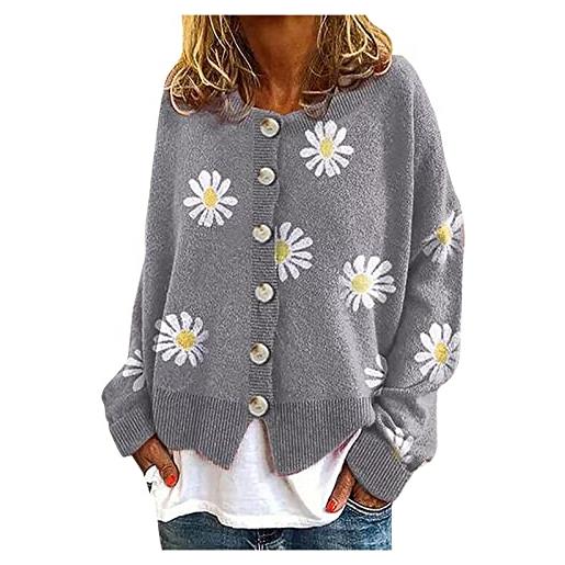 Generico a vestito donna elegante donne cardigans cropped o collo daisy sleeve top sweater stampa long coat women's sconti