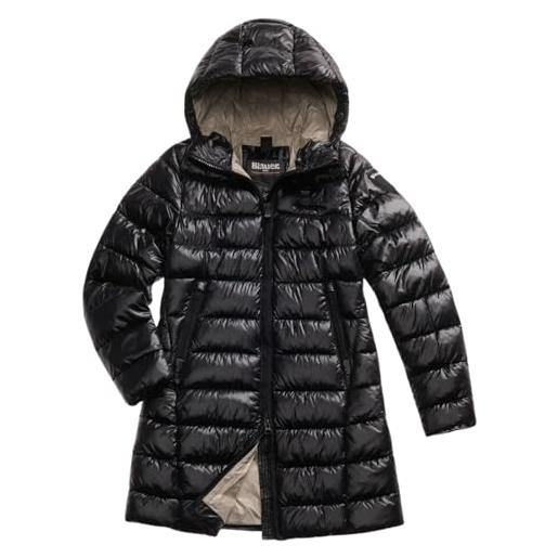 Blauer giubbino lungo impermeabile trench imbottito in ovatta da donna, micro rip, modello adelaide 25wbldk02069 (it, testo, s, regular, regular, 999ei nero interno beige)