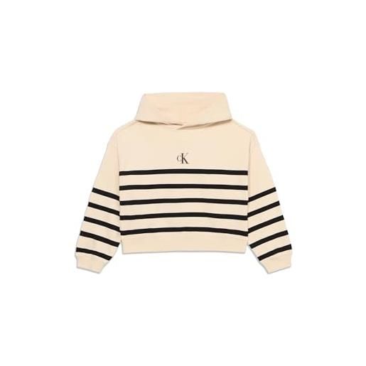 Calvin Klein jeans felpa beige a righe nere con cappuccio (it, età, 12 anni, regular, bambina, beige)