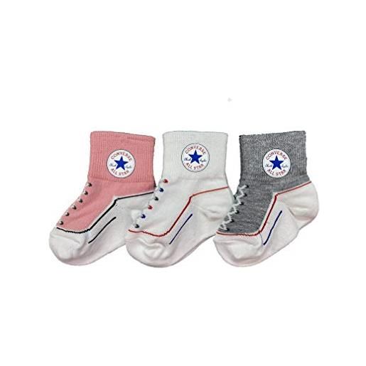 CONVERSE infant toddler socks 3 pack (pink(nc0172-ab5)/white/grey, 6-12 months)