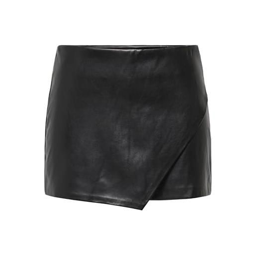 ONLY onlmist-amili mw faux leath skort cc pnt gonna pantalone, nero, s donna