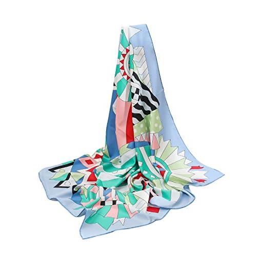 LumiSyne sciarpe di seta donna foulard quadrata stampata a cavallo artistico retrò sciarpa leggera fazzoletto da collo decorativo copricapo fascia per capelli multifunzionali bandane