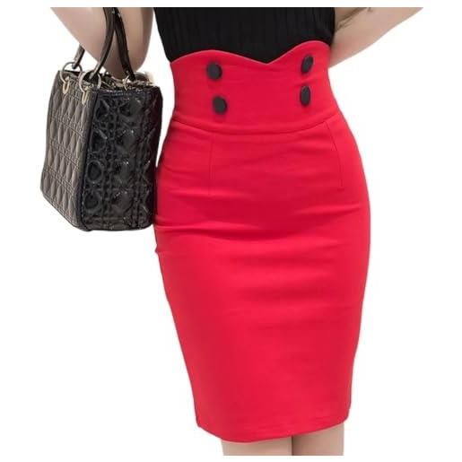 Generic gonna a tubino da donna in cotone a vita alta, pacchetto slim, gonna con spacco, taglie forti, aderente midi (color: 61, size: x-large)