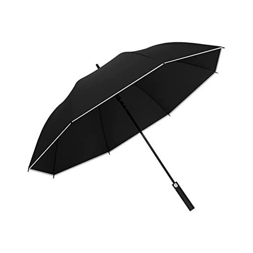 ZAEGO ombrello grande da pioggia ombrello semiautomatico a strisce riflettenti pioggia donne uomini affari ombrelli antivento manico lungo per viaggi in famiglia ombrello antivento ( blue: black , size: 1