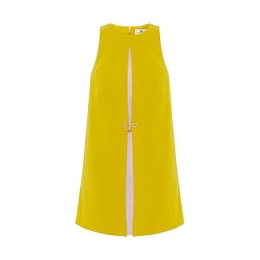 Elisabetta Franchi abito mini in crêpe curry bicolore ab728 dj4 42