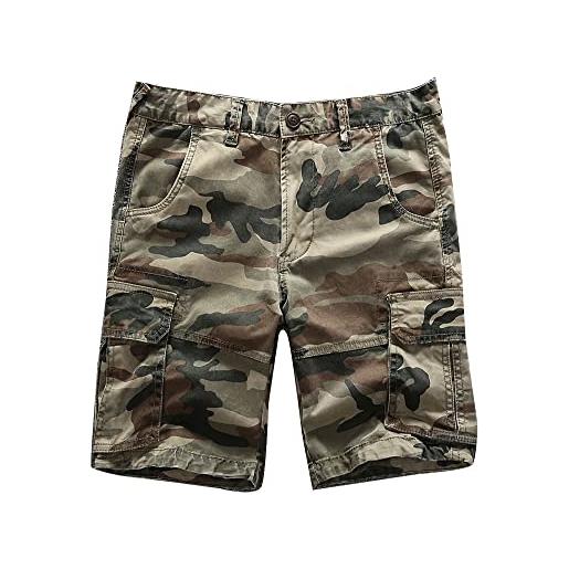 Pantaloni cargo corti da uomo a 3/4, con tasche multiple, elasticizzati, con tasche multiple Streetwear, pantaloni tattici, da lavoro, comodi, per attività all'aria aperta, stile vintage, giallo., 5XL