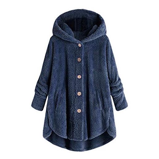 Generico cardigan donna cappotto con bottoni in peluche taglie forti invernale in lana woman essentials