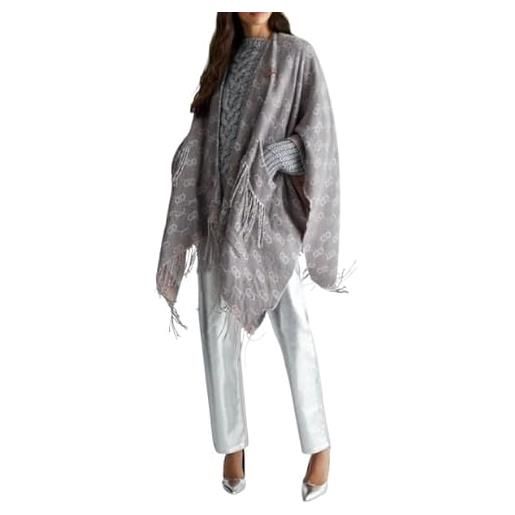 Liu Jo poncho donna Liu Jo logo jacquard mix monogram grey cloud c25lj44 2f4014 t0300 71502 taglia unica