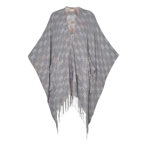 Liu Jo poncho donna Liu Jo logo jacquard mix monogram grey cloud c25lj44 2f4014 t0300 71502 taglia unica