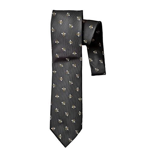 Tie Studio cravatta classica grigia con maniche 100% microfibra, motivo api miele, multicolore, 10cm wide