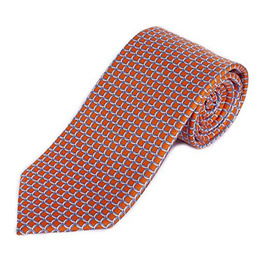 SansPlomb cravatta in seta di prima qualità, stampata con disegno concatenato - 100% made in italy (arancio)
