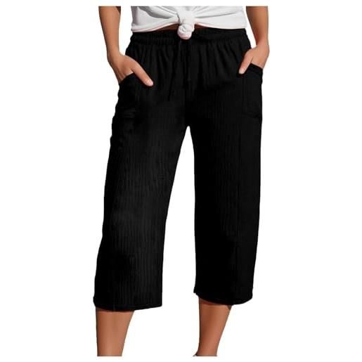 Mfhmom pantaloni capri donna estivi mussola pantaloni sportivi donna pantaloncini 3/4 cotone pantaloncini cargo shorts estivi casual a vita alta gamba larga short corti da lavoro con tasche