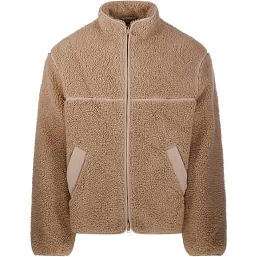 Maison Kitsuné giacca in pile con zip - marrone