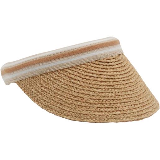 Helen Kaminski visiera bianca in rafia con logo - marrone
