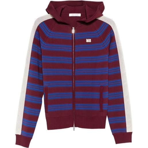 Wales Bonner felpa a righe con cappuccio e zip - rosso