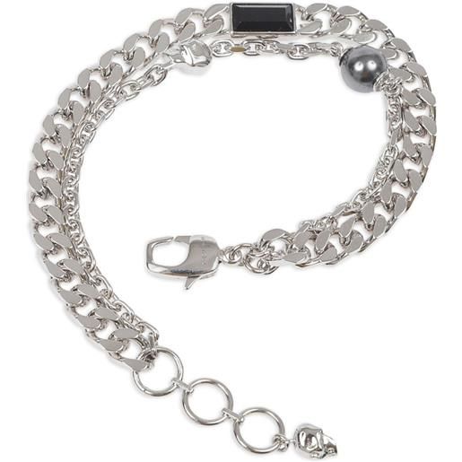 Alexander McQueen bracciale a catena con charm teschio - argento