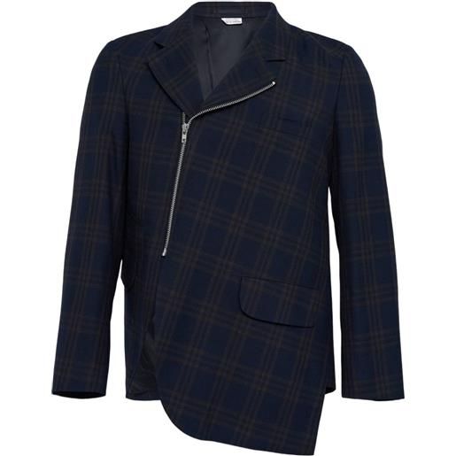 Comme des Garçons Homme Deux giacca a quadri con zip - blu