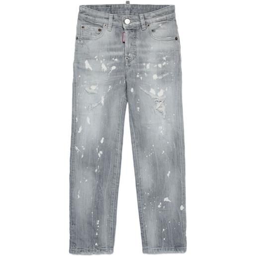 DSQUARED2 KIDS jeans con effetto vernice - grigio