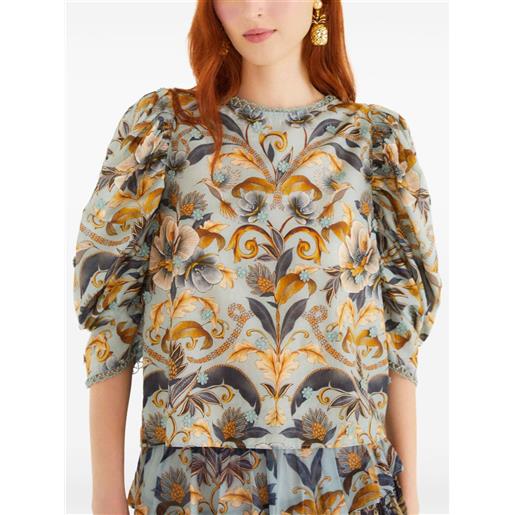 FARM Rio blusa a fiori con maniche a palloncino