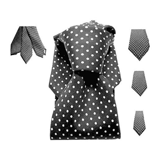 Avantgarde - cravatta nera a pois bianchi cravatte a pallini seta varie misure slim e normal, colore: nero, cm 8