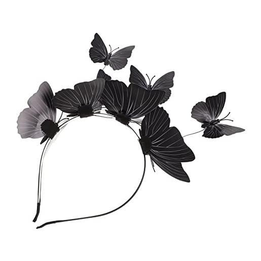 minkissy farfalle farfalla fascinator copricapo donne copricapo per capelli accessori per lo styling per le donne ragazze nero, nero, taglia unica
