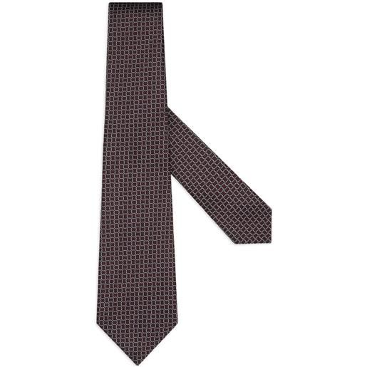 Zegna cravatta in seta con motivo geometrico - marrone